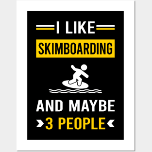 3 People Skimboarding Skimboard Skimboarder Skimming Posters and Art